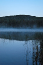 steam on a lake 