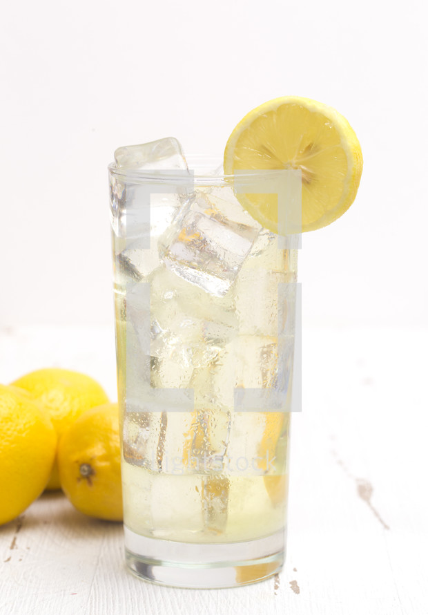 Fresh Squeezed Lemonade on a White Distressed Table