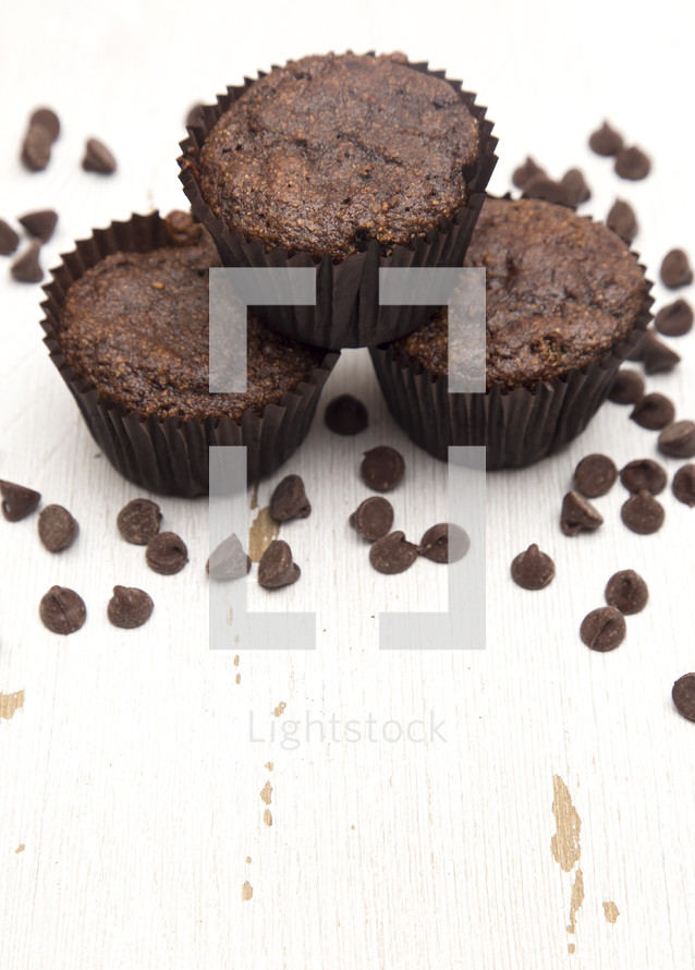 whole Wheat Double Chocolate Chip Muffins
