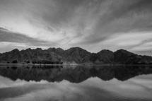 mountains behind a lake in La Quinta 