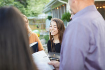 Bible study group standing outdoors 