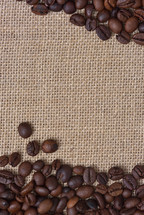 coffee beans on burlap 