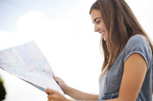 woman looking at a map 