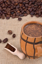 coffee, coffee beans, coffee grounds