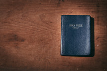 Holy Bible on a wood table 