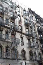 fire escapes on the side of a building 