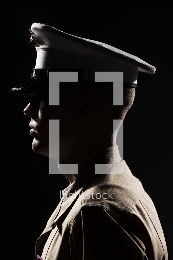 Marine soldier in uniform.
