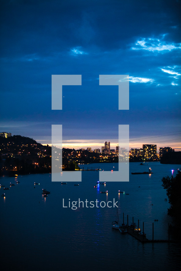 city lights across a bay 