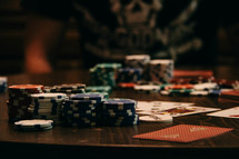 poker chips and playing cards 