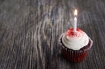 candle on a birthday cupcake 