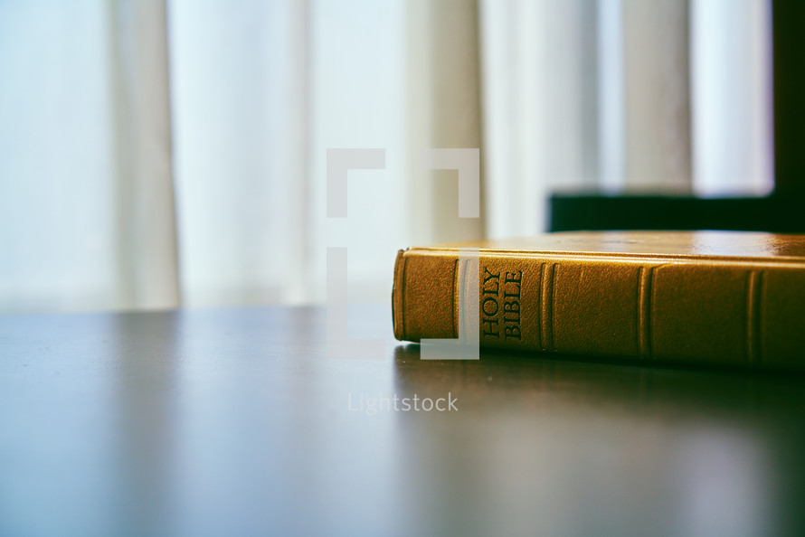 Bible spine on a table 