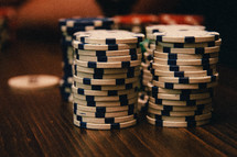 stack of tokens for poker