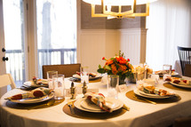 table set for a Thanksgiving dinner party 