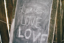 word love on chalkboard 