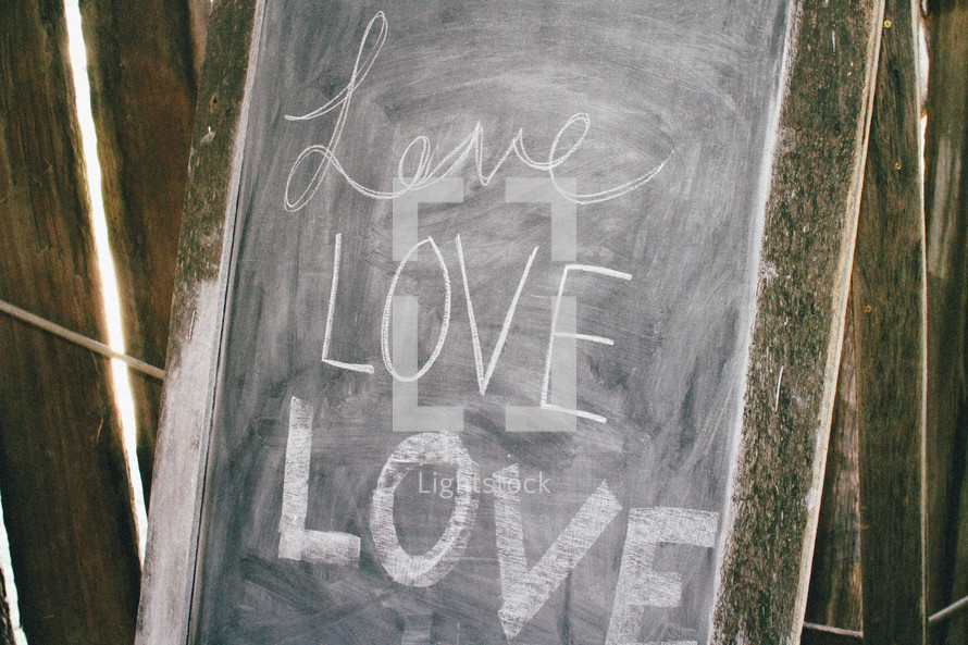 word love on chalkboard 