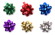 red, silver, gold, purple, green, blue, bows 