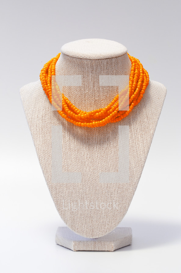 orange beads necklace 