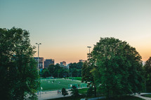 soccer fields in a city 