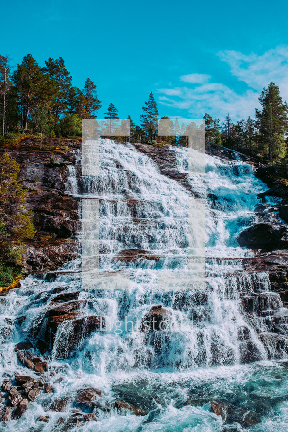 a cascading waterfall 