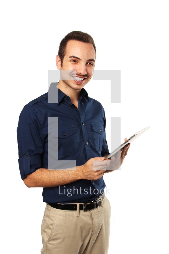 man holding an iPad 
