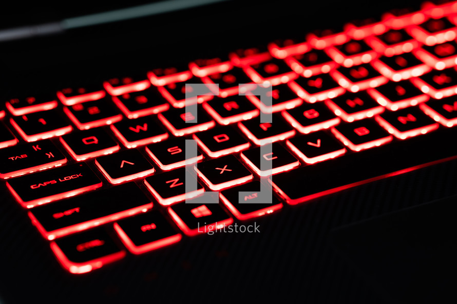 Red-lit gaming keyboard