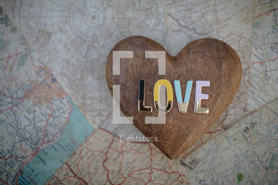 word love over a map 