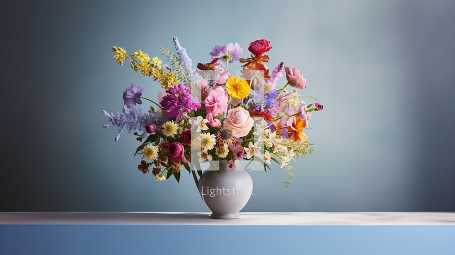 A vase full of colorful wildflowers. 
