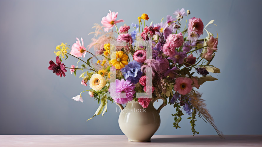 A vase full of colorful wildflowers. 