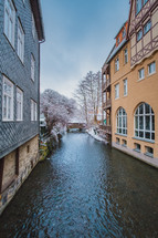waterway canal in winter 
