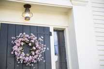 floral wreath on a front door 
