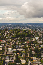 aerial view above a neighborhood 