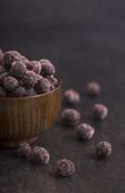 frozen blueberries in a bowl 