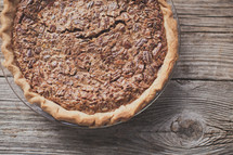 A pecan pie on a table