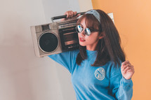 woman with a boombox 