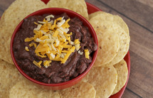 chips and a bowl of Black Bean Dip  