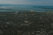 aerial view over NYC 