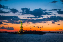 Statue of Liberty at sunset 