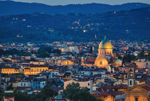 Florence, Tuscany - Night scenery with city lights, Renaissance architecture in Italy