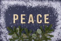 word peace and snow border 