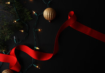 ribbon and Christmas lights 