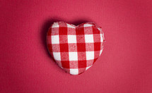 Red and White Plaid Love Heart on a red Background