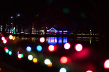 colored Christmas lights at night 