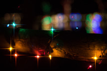 colored Christmas lights at night 