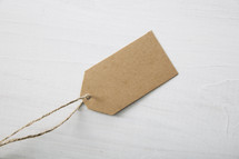 A brown paper gift tag.