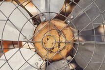 fan blades closeup on an old rusty fan 