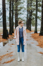 teen girl in rain boots 