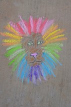 colorful lion drawing 