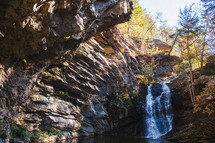 waterfall down the side of rocks 
