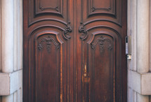 detailed  panels on a wood door 