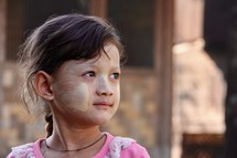 face of a young girl in Myanmar